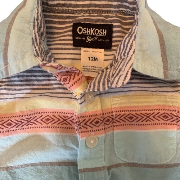 **SOLD** Osh Kosh Boys 12 Month Button Front Romper Bundle 100% Cotton - Picture 6 of 9